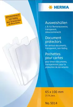 Herma Ausweish&uuml;lle 65x100mm f&uuml;r Rentenausweise, Sonderformat, transparent, 25er-Pack (5014)