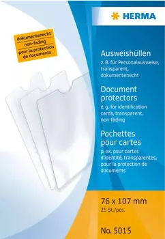 Herma Ausweish&uuml;lle 76x107mm f&uuml;r Personalausweise, Sonderformat, transparent, 25er-Pack (5015)