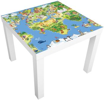 Bilderwelten Möbelfolie für IKEA Lack Great And Funny Worldmap, bunt 55x55 cm55x55 cm
