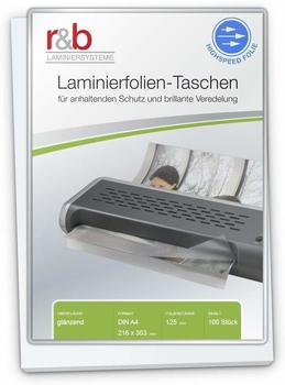 r&b Laminierfolien A4 (216 x 303 mm), 2 x 125 mic, glänzend, Highspeed Folien (100 Stück)