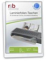 r&b Laminierfolien A4 (228 x 303 mm), 2 x 125 mic, glänzend, mit 4fach Abheftlochung (100 Stück)