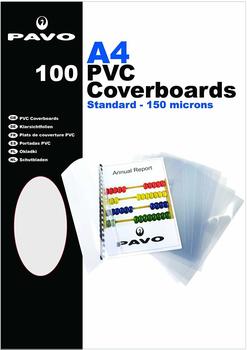 pavo Einbanddeckel, DIN A4, transparent, 0,15 mm glänzend, glasklar, aus Polyvenylchlorid (PVC), für Plastik - 1 Stück (8008568)