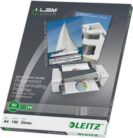 LEITZ 16918, Leitz Laminierfolientasche, DIN A4, Abheftlochung, 160 mic