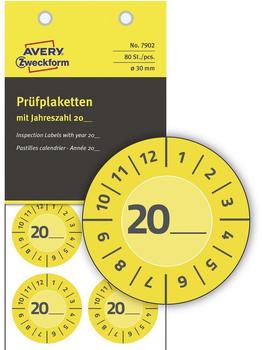 Avery-Zweckform 7902 Prüfplakette 20XX Gelb (Ø) 30mm 30mm 80St.