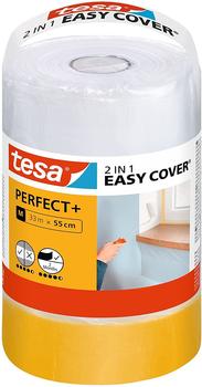 tesa Easy Cover Perfect+ Refill M - 2in1 Malerfolie mit Malerband aus Washi-Papier - zum Abkleben und Abdecken bei Malerarbeiten - 33 m x 55 cm