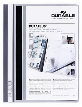 DURABLE 257910 DURAPLUS mit Sichttasche aus Folie für A4 grau (25 Stück)