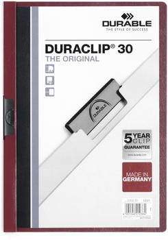 DURABLE DURACLIP Original 30 A4 (220031) aubergine/dunkelrot (25 Stück)
