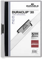 Durable Duraclip Ordner, 1 - 30 Blatt, A4, graue R&uuml;ckseite mit transparenter