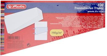 Herlitz Trennstreifen trapezförmig, Manila-Karton, weiß