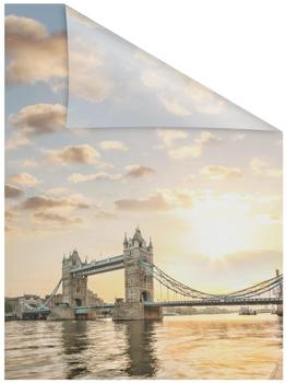 LICHTBLICK Fensterfolie Tower Bridge, LICHTBLICK ORIGINAL, blickdicht, strukturiert, selbstklebend, Sichtschutz rot 100 x 180 cm (B x L)