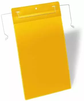 Durable Kennzeichnungstasche 175304, A4 hoch, Drahtb&uuml;geltasche, gelb, 50 St&uuml;ck