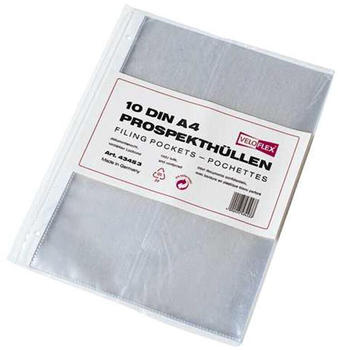 VELOFLEX Prospekthüllen DIN A4 glasklar 10 Stück transparent (4345300)