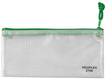 VELOFLEX Reißverschlusstasche DIN A6 transparent grün (2706000)
