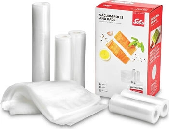 Solis Vakuumierbeutel & Vakuumrollen 5 Rollen + 50 Vakuumbeutel - BPA-frei