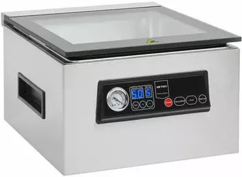 Metro Professional Kammervakuumierer GVS1200, Edelstahl / Glas, 37.2 x 44.3 x 24.9 cm, Kap. 7 L, pumpe 70L/min, Timer, 5 Funkionen, silber - Edelstahl