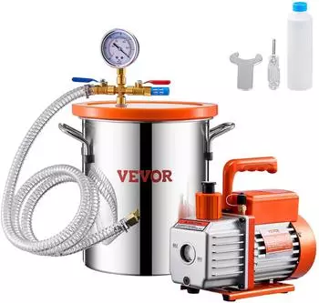 VEVOR Vakuumpumpen-Set Edelstahlkammer 11,36L 99L/Min einstufig (VP125)
