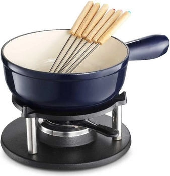 Carl Schmidt Sohn Sohn-Alpen Fondue-Set emailliertes Gusseisen cm blau