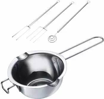 Westmark Wasserbad-Schmelzschale und Schokoladentauchgabel-Set, Edelstahl, 3-tlg. (314922E7)