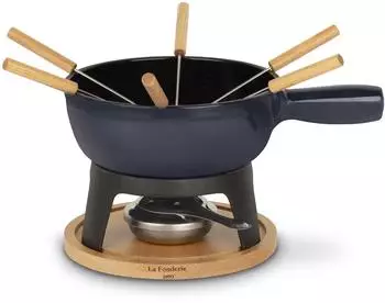 H. Koenig Mont Joux Fondue-Set für 6 Personen, blau, Gusseisen