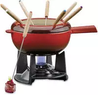 Spring 28-9256-60-20, Spring: Saas Fee Fondue-Garnitur Gusseisen, rot