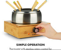 Klarstein Bambus Fondue, 800 Watt, Edelstahl-topf, Ger&auml;tebasis Aus Bambus,