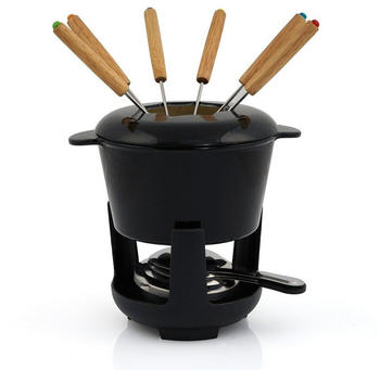 BBQ-Toro Gusseisen Fondueset, schwarz emailliert, für 6 Personen