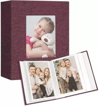 LuxusKollektion Fotoalbum klein, Leinen, lila, 10x15, 2er-Pack