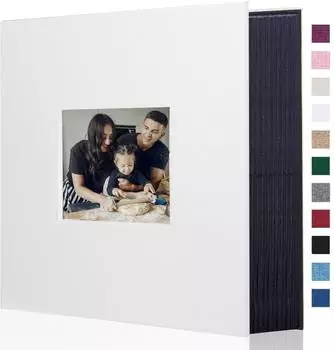 LuxusKollektion Fotoalbum Leinen 600 Fotos 10x15cm wei&szlig; Hardcover mit Fenster