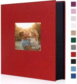 LuxusKollektion Einsteck-Fotoalbum 400 Taschen 10x15cm, Leinen, rot
