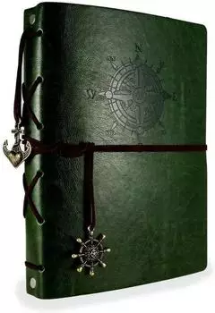 LuxusKollektion Leder Scrapbook Fotoalbum 27,5x20,5cm, 60 schwarze Seiten, grün