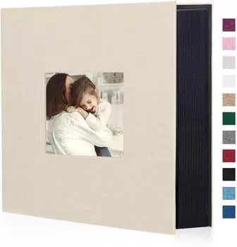 LuxusKollektion Fotoalbum Leinen Hardcover mit Fenster 10x15cm 1000 Fotos beige