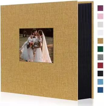 LuxusKollektion Fotoalbum Leinen, khaki, 600 Fotos 10x15cm, Hardcover mit Fenster