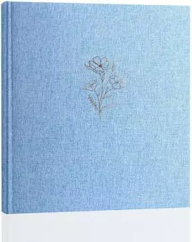 LuxusKollektion Fotoalbum mit Leinen-Einband, 100 weiße Seiten, blau, 31x33cm