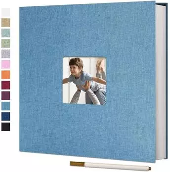 LuxusKollektion Selbstklebendes Fotoalbum Leinen, himmelblau, 33x32cm, 60 Seiten
