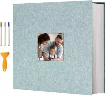 LuxusKollektion Selbstklebendes Fotoalbum Leinen, türkis, 120 Seiten, 33x32cm