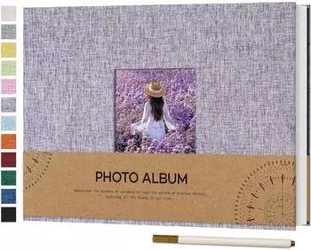 LuxusKollektion Selbstklebendes Fotoalbum Leinen 21,5x30cm, lila, 60 Seiten