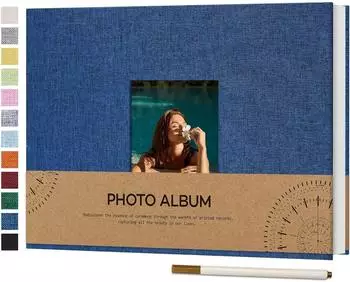 LuxusKollektion Selbstklebendes Fotoalbum Leinen 21,5x30cm marineblau 60 Seiten