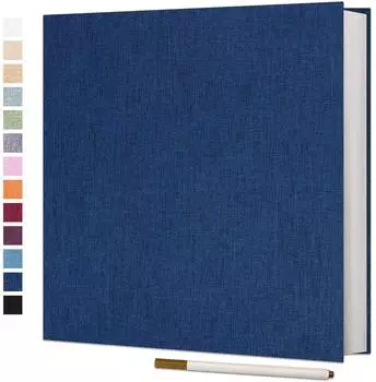 LuxusKollektion Fotoalbum selbstklebend, Leinen, blau, 33x32cm, 60 Seiten
