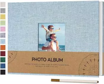 LuxusKollektion Selbstklebendes Fotoalbum Leinen, himmelblau, 21,5x30cm, 60 Seiten