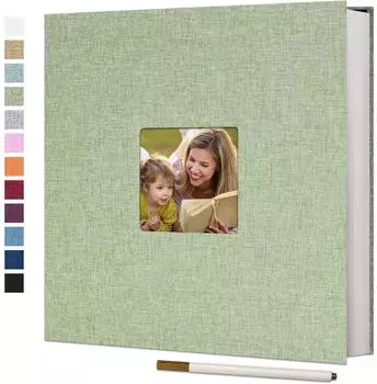 LuxusKollektion Selbstklebendes Fotoalbum Leinen, grasgrün, 33x32cm, 60 Seiten