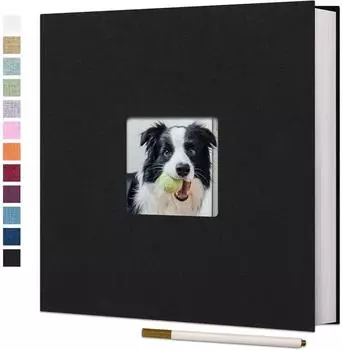LuxusKollektion Selbstklebendes Fotoalbum Leinen, schwarz, 33x32cm, 40 Seiten