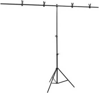 vidaXL Hintergrundständer T-Form schwarz 201x60x(70-200)cm (190253)