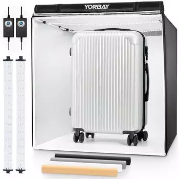 Yorbay Fotostudio-Set Lichtwürfel 80x80x80cm CRI 95+ LED, 4 PVC-Hintergrundfolien (F154)