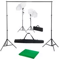 vidaXL Fotostudio-Set mit Hintergrund, Leuchten und Schirmen
