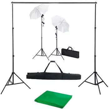 vidaXL Fotostudio-Set mit Hintergrund, Leuchten und Schirmen (3055087)
