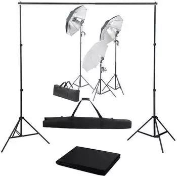 vidaXL Fotostudio-Set mit Lampen und Hintergrundsystem (3055121)