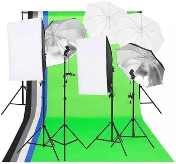 vidaXL Fotostudio-Beleuchtungsset mit Softbox & Hintergrundsystem (190238)
