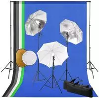 vidaXL Fotostudio-Set mit Leuchten, Schirmen, Hintergrund, Reflektor