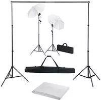 vidaXL Fotostudio-Set mit Hintergrund, Leuchten und Schirmen