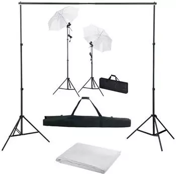 vidaXL Fotostudio-Set mit Hintergrund, Leuchten und Schirmen (3055089)